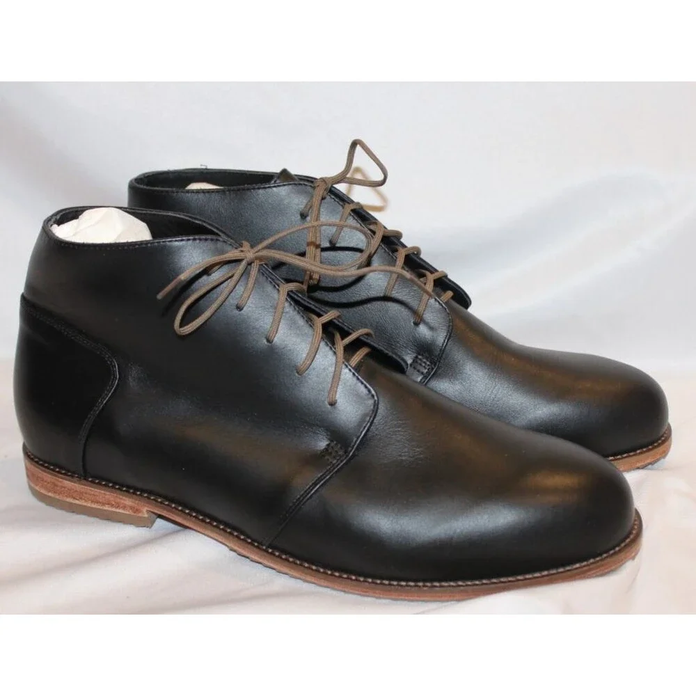 NISOLO MEN'S CHUKKA LEATHER BOOTS BLACK SZ 10.5‎ NIB